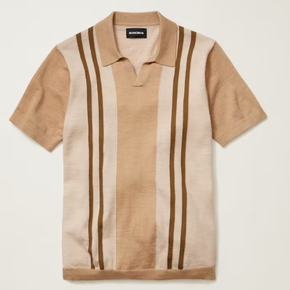 Bonobos Tan Striped Polo Shirt